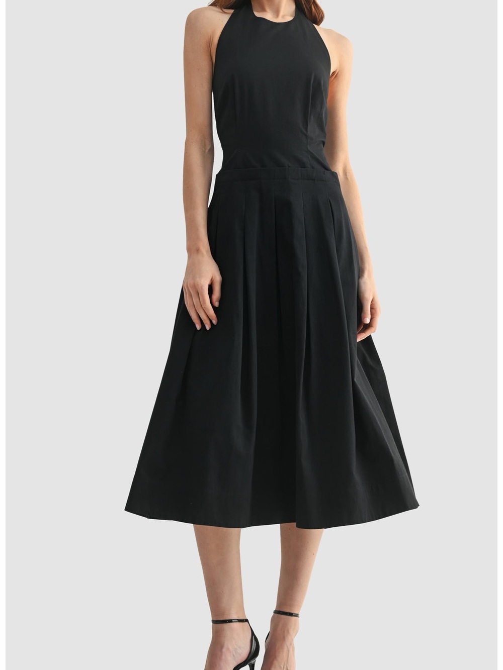 NWT Mila Mae Pleated Halter Cotton Midi Sundress
